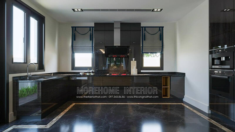 Mẫu tủ bếp gỗ công nghiệp acrylic hiện đại đẹp Tủ bếp gỗ công nghiệp và tủ bếp acrylic