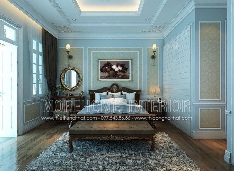 Giường ngủ gỗ óc chó tân cổ điển Giường ngủ gỗ óc chó tân cổ điển