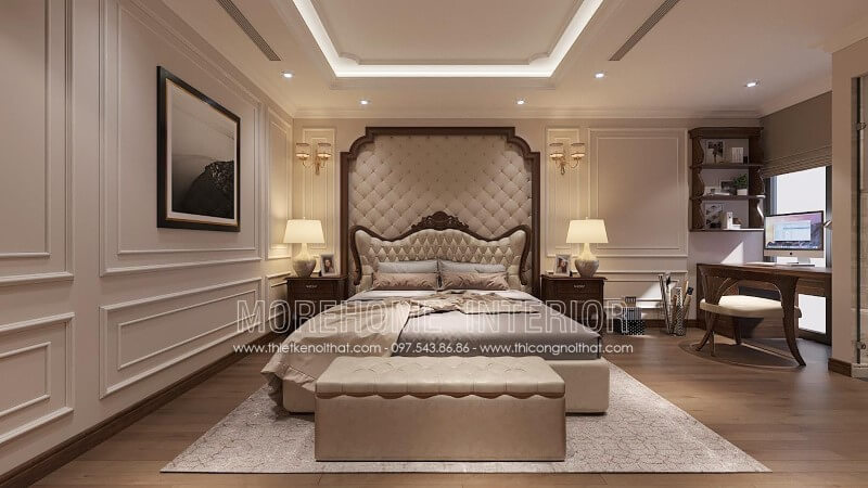 Giường ngủ gỗ óc chó tân cổ điển Giường ngủ gỗ óc chó tân cổ điển