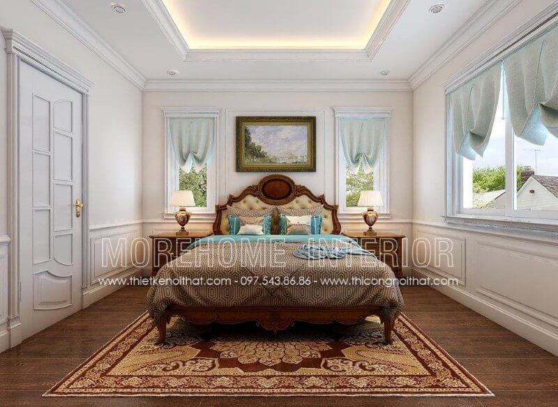 Giường ngủ gỗ óc chó tân cổ điển Giường ngủ gỗ óc chó tân cổ điển