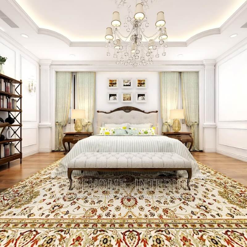 Giường ngủ gỗ óc chó tân cổ điển Giường ngủ gỗ óc chó tân cổ điển