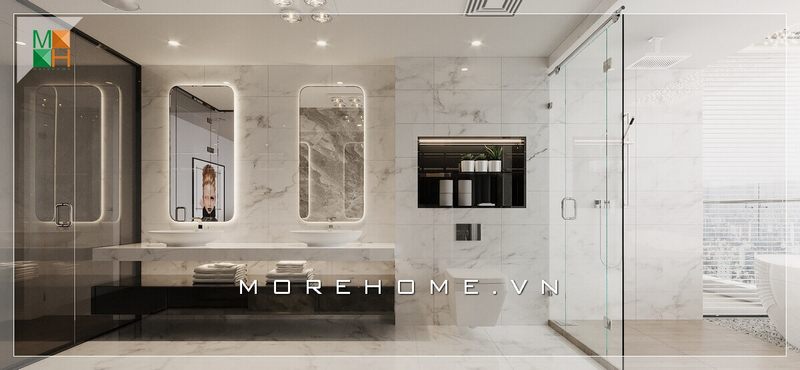 Mẫu thiết kế phòng tắm chủ đạo theo phong cách hiện đại để phù hợp với các căn hộ, nhà phố và biệt thự cao cấp.